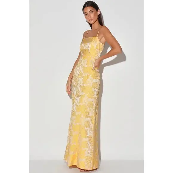 Lulus Jacquard Maxi Dress - Picture 3 of 7